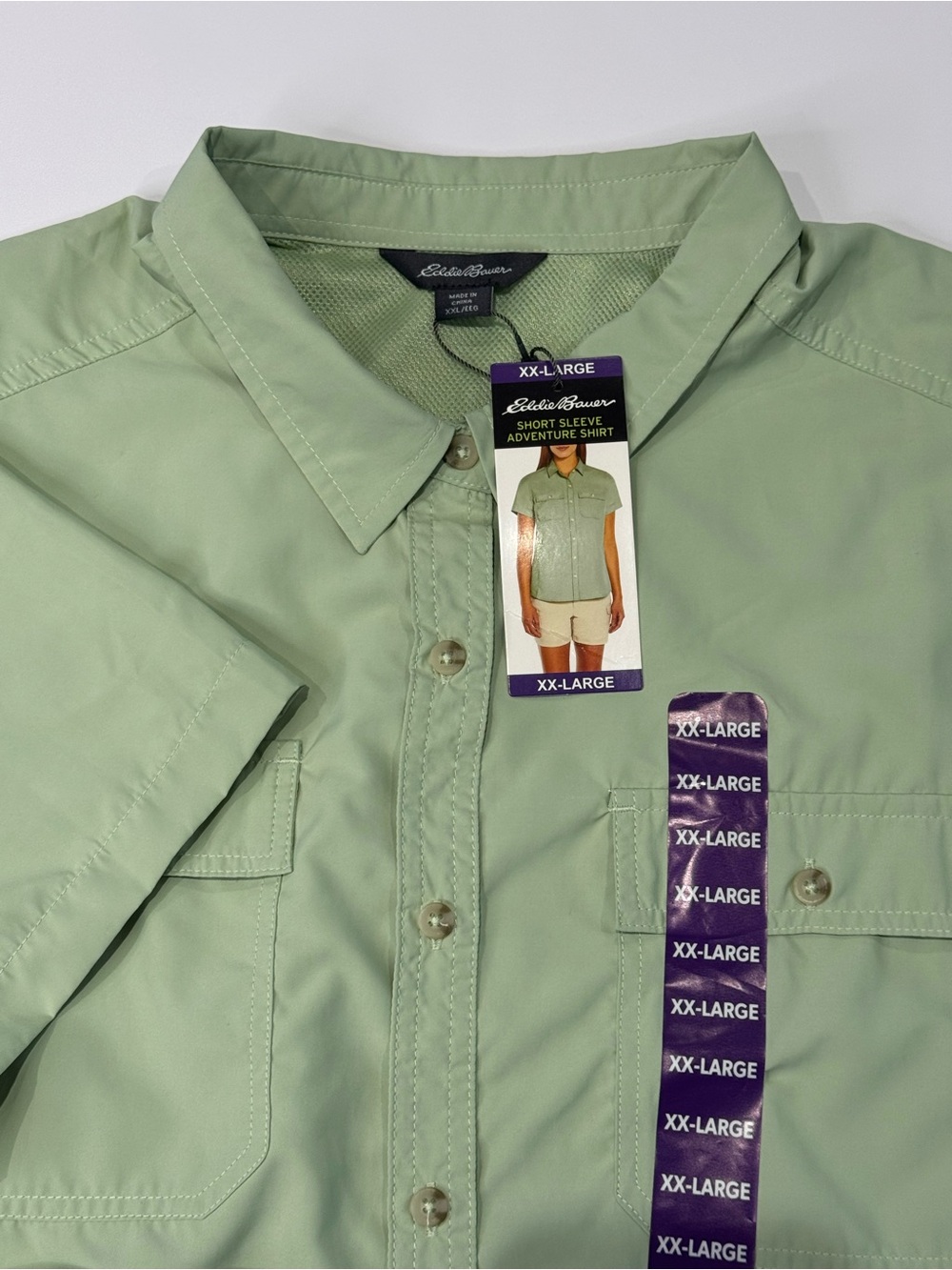 NEW Eddie Bauer Women's XXL Short Sleeve Adventure Short Sleeve Green Gorpcore